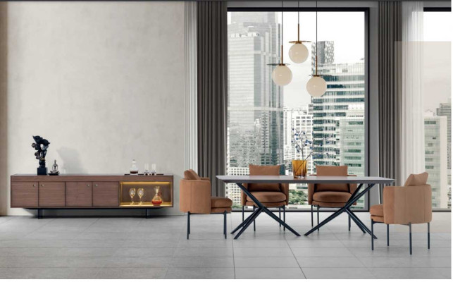 Eetkamer Modern Set Tafel 4x Stoelen Dressoir Luxe Designer Set