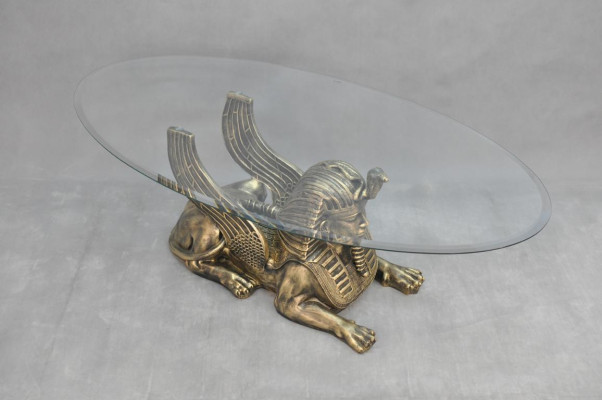 Salontafel Tafel Glazen tafels Farao Sphinx Bijzettafel Glas Egypte 120x60cm