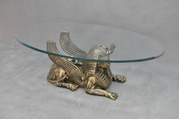 Salontafel Tafel Glazen tafels Farao Sphinx Bijzettafel Glas Egypte 120x60cm