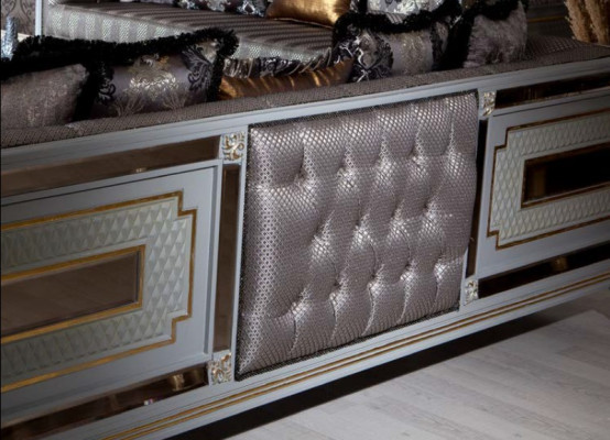 Ontwerper Moderne Luxe Bank 3-Zits Houten Meubels Bekleding Textiel Grijs Nieuw