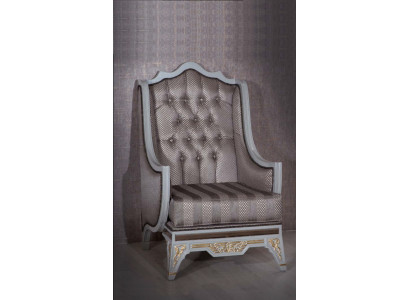 Klassieke fauteuil Luxe Designer Grijs Textiel Eenpersoons gestoffeerde Stoel Nieuw