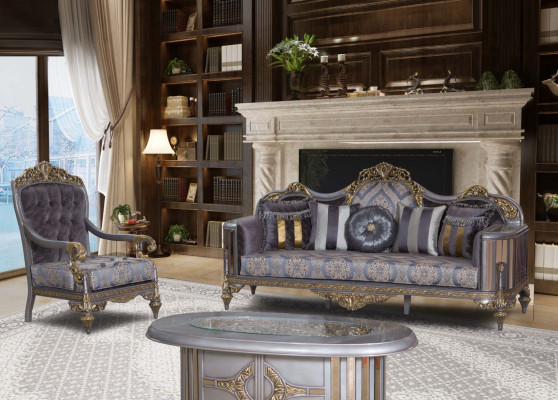 Sofa Chesterfield Set Paarse salontafel Designer groep 3-delig Woonkamer