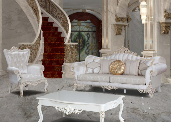 Fauteuil wit woonkamer textiel design Chesterfield Italiaanse stijl.