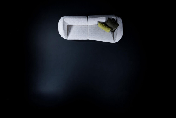 Grijze woonkamer gestoffeerde bank Moderne textielbanken Luxe meubels Bank