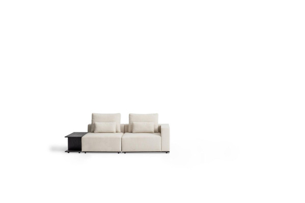Witte luxe driezits stoffen bank woonkamer inrichtingen textielbanken.