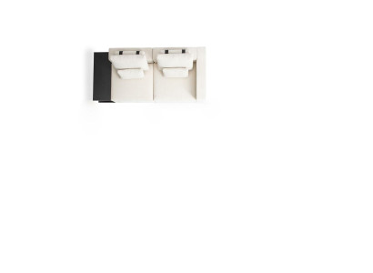 Witte luxe driezits stoffen bank woonkamer inrichtingen textielbanken.