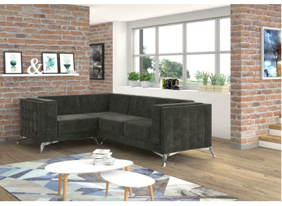 Chesterfield hoekbank L-vorm stof bank design gestoffeerde zit textiel bank hoek nieuw
