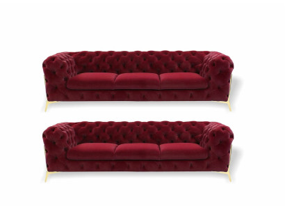 Chesterfield bank fluwelen bank bekleding zitbank 3+3 zitbankstel design bankstellen banken