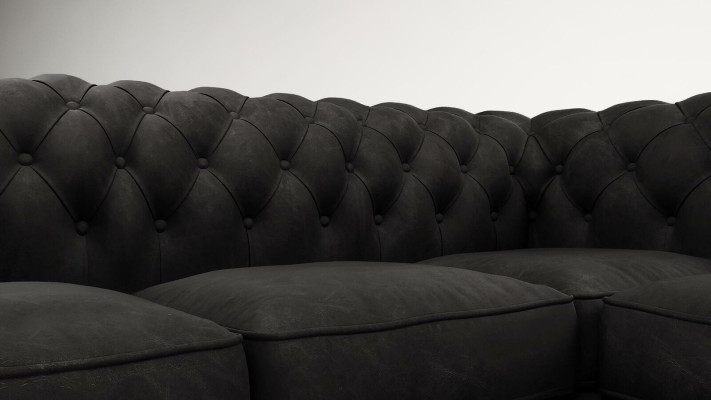Chesterfield hoekbank L-vorm stof design bank gestoffeerde zitbank textiel