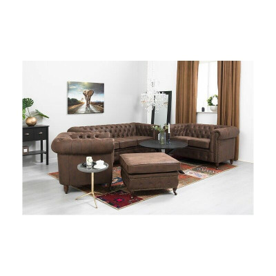 Chesterfield 3+2+1 Zitsbankstel + Hocker Bankstel Leer Textiel Banken