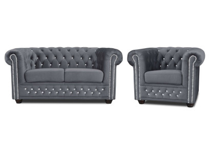Chesterfield bankstel 2+1 zits design bank gestoffeerde bankstel set nieuw