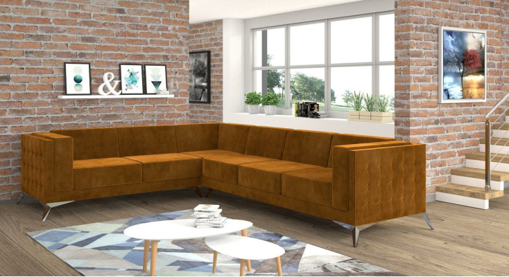 Hoekbank L-vorm Stoffen Bankstel Woonlandschap Set Design Modern Bank