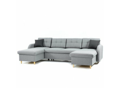 Woonlandschap hoekbank stof U-vorm slaapfunctie bank decor ontwerp bekleding.