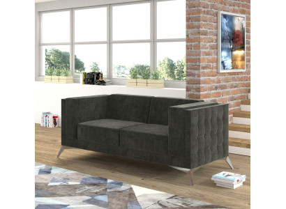 Chesterfield Bank Bank Bekleding 2-Zits Bankstellen Zitbanken Grijs Nieuw