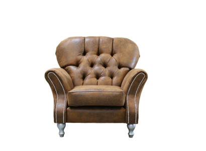 Ontwerp fauteuil 1-zitplaats Bruin Textiel Luxe Club Loung bank Tv Chesterfield.