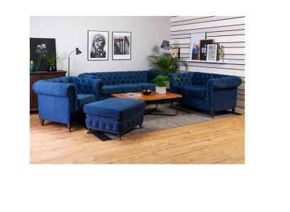 Designer bankstel 3-zits Chesterfield bank gestoffeerde bankstellen zitbank driezits textiel