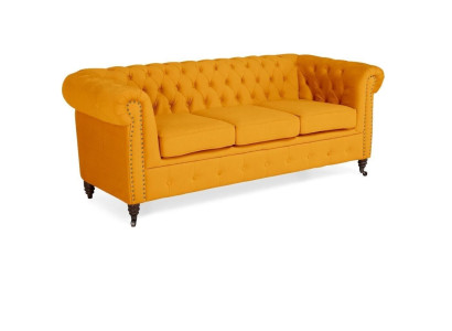 Klassieke Chesterfield meubels Driezitsbank Stoffen bankstel Luxe design Oranje