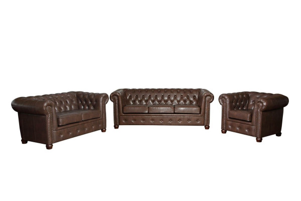 Chesterfield 3-zits bank leren bank bank bekleding zitbanken driezitter