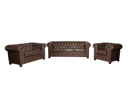 Chesterfield 3-zits bank leren bank bank bekleding zitbanken driezitter