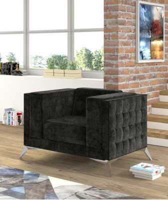 Chesterfield fauteuil bank 1-zits bank textiel stof bankstel gestoffeerd nieuw