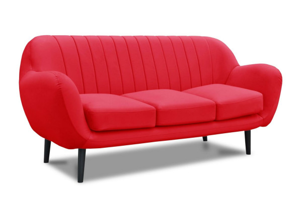 Driedelige bank gestoffeerd designbank 3-zitsbank woonkamer rood luxe bankstellen