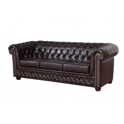 Modern driezits kunstleren bankstel gezellig elegant Chesterfield