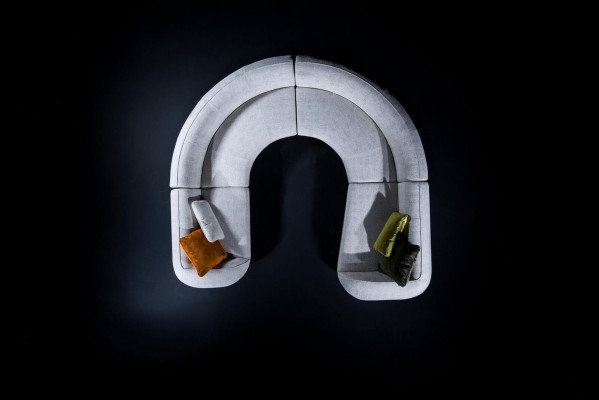 Grijze hoekbank U-vorm Moderne gestoffeerde bank Woonkamerbank Designer.