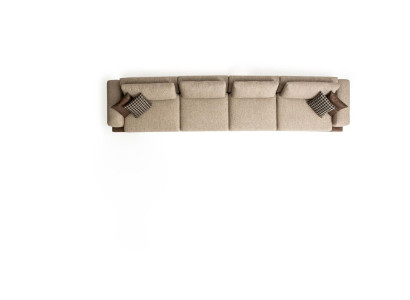 Grote Beige Bankstel Zespersoons Designer Zithoek Textiel