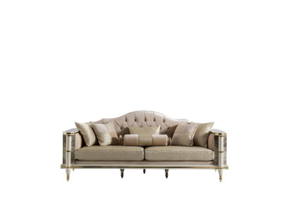 Bankstel 3-zits Beige Meubels Woonkamer Chesterfield Luxe Design Nieuw