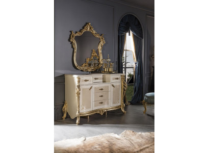 Slaapkamer set Beige Commode Elegant Spiegel Modern Luxe Design Nieuw 2-delig.
