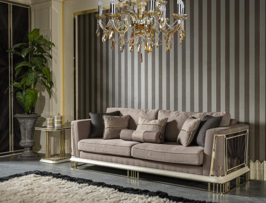 Woonkamerset Bruin bankstel Fauteuil Bijzettafel Salontafel Nieuw 5-delig.