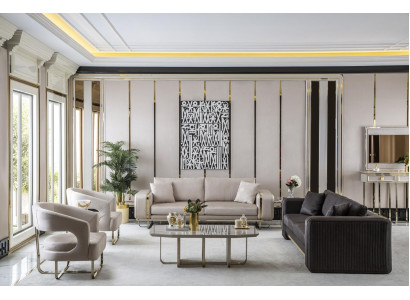 Woonkamerset Wit Bankstel 2x Bijzettafels Fauteuil Salontafel 7-delig.   Woonkamerset Wit Bankstel 2x Bijzettafels Fauteuil Salontafel 7-delig.