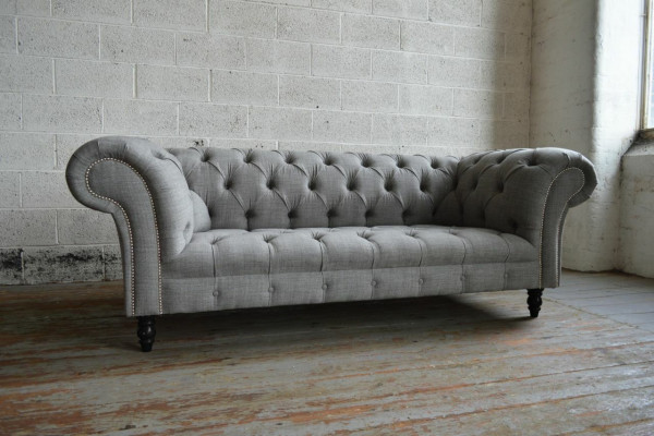Ontwerp Chesterfield Sofa 3 Bankstel Set Stof Bekleding Lederen Driezits Banken