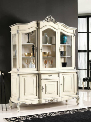 witte vitrine Italiaanse luxe meubels vitrines dressoir glazen kasten
