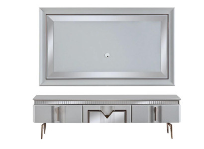 Woonkamer woonkamer grijs meubels dressoir tv wandpaneel paneel 2-delig.
