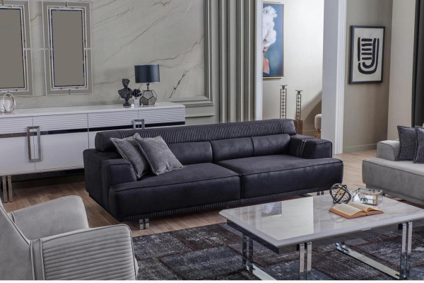 Bankstel 3-zits Modern meubilair Witte woonkamer Luxe designer 235cm Inrichting