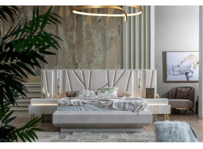 Slaapkamer Set Luxe Compleet Bed +2x Nachtkastjes 3-delig Modern Set