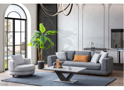 Luxe bankstel bank gestoffeerde set bank banken 3-dlg. salontafel