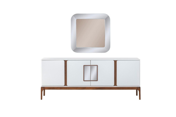 Luxe eetkamerset Eettafel 4x stoelen Dressoir Spiegel 7-delig Modern