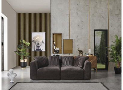 Bankstel 3-zits gestoffeerd textiel woonkamer Nieuwe moderne grijze meubels