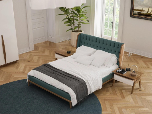Slaapkamer Set 3-delig Luxe Tweepersoonsbed 2x Nachtkastjes Modern Meubilair