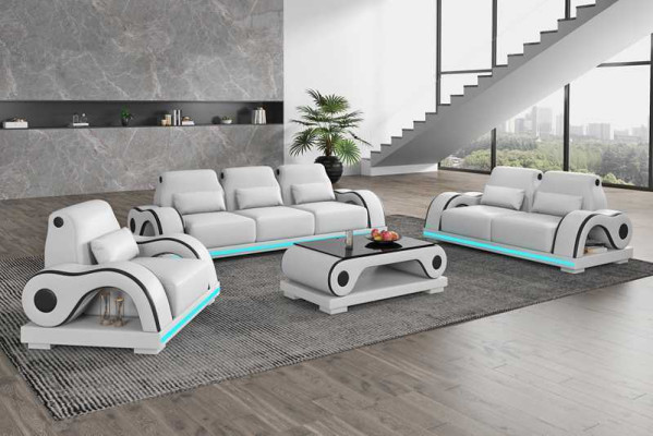 Bankstel Bankstellen Luxe Compleet Wit Leren Bank Modern Bankstel