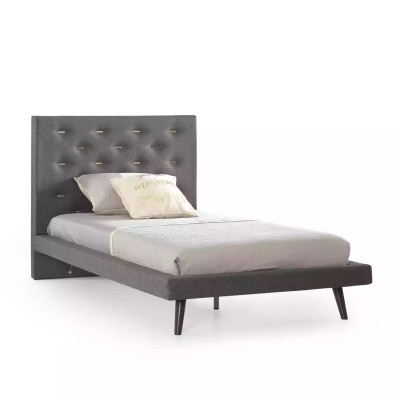 Bed 100 cm Bedframes Bed frame Children's bed Youth bed Fabric Gray