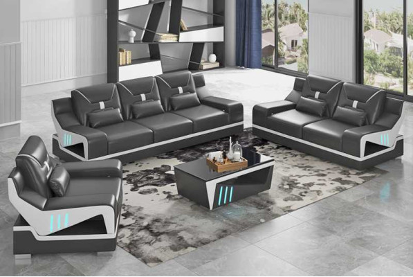 Luxe bankstel complete bankstel zwart kunstleer bankstel 321