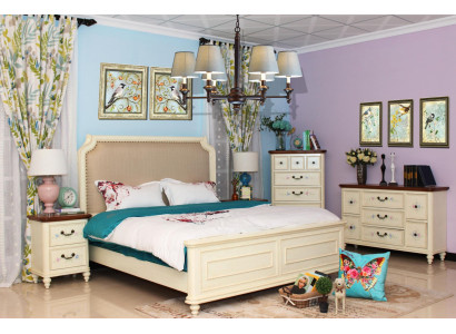 Bed 2x nightstand 3 pieces. Bedroom set design modern luxury classic group