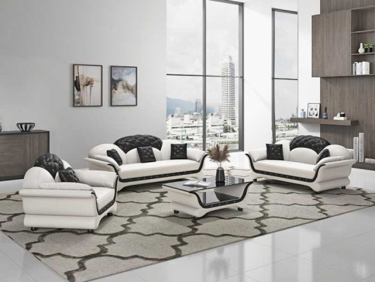 Sofaset Bankstel Leren bank Bank Complete 3-delige Bankstellen Zwart