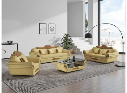 Bankstel Bankstel Leren banken Bank Complete 3-delige banken Bruin