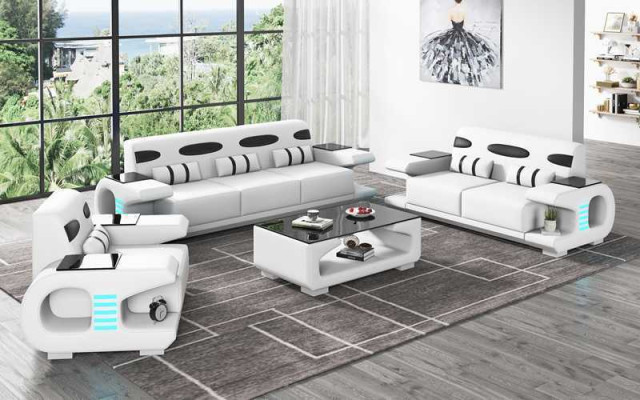 Bankstel Bankstel Leren bankstellen Bank Compleet 3-delig Zwart Set
