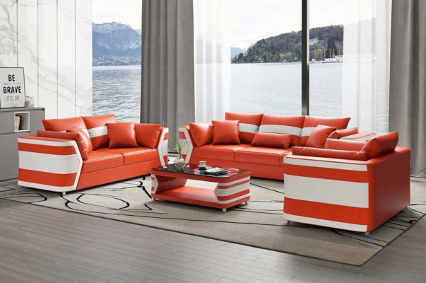 Rood bankstel bankstel leren bank bank compleet 3-delig bankstel set