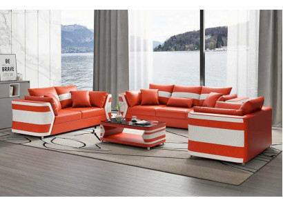 Rood bankstel bankstel leren bank bank compleet 3-delig bankstel set